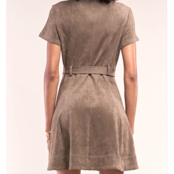 NWT SugarLips Olive Faux Suede Dress - Picture 3 of 12